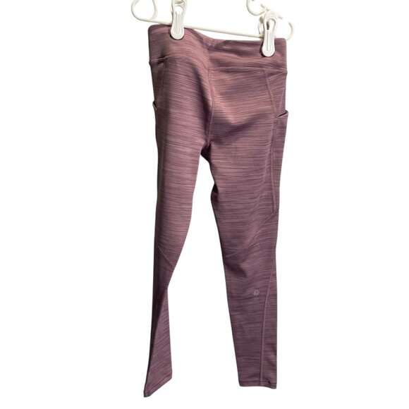 Athleta Girl S/7 Purple stash Striped High-Waisted Leggings With Side Pockets - Picture 4 of 4